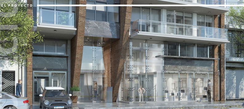 Render del acceso al edificio Mosconi 2664